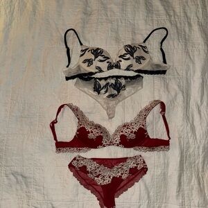 Intimissimi Pretty Flowers Lingerie Set - Ivory and Navy, and Red and Ivory